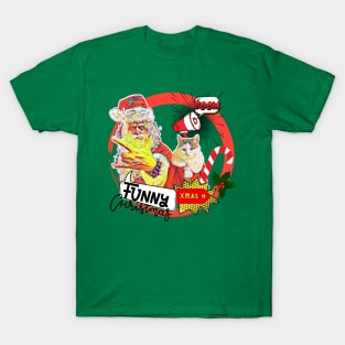 POP ART CAT & SANTA - FUNNY CHRISTMAS T-Shirt